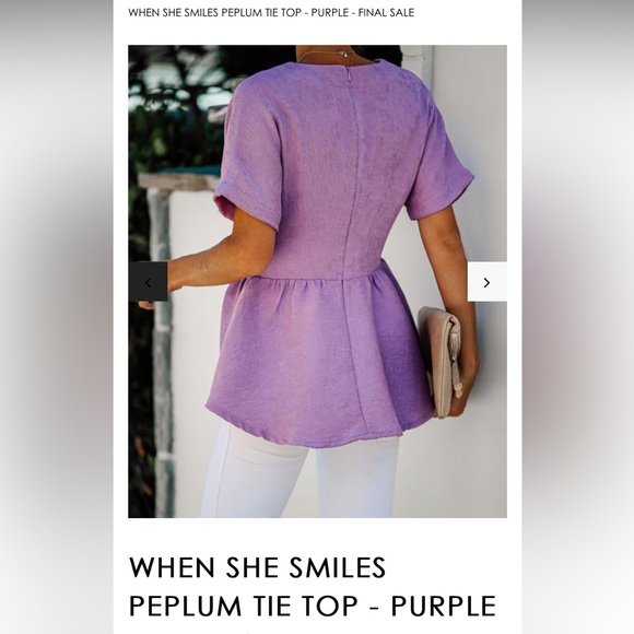 VICI Purple Front Tie Peplum Top - SZ Large NWT - Picture 2 of 3